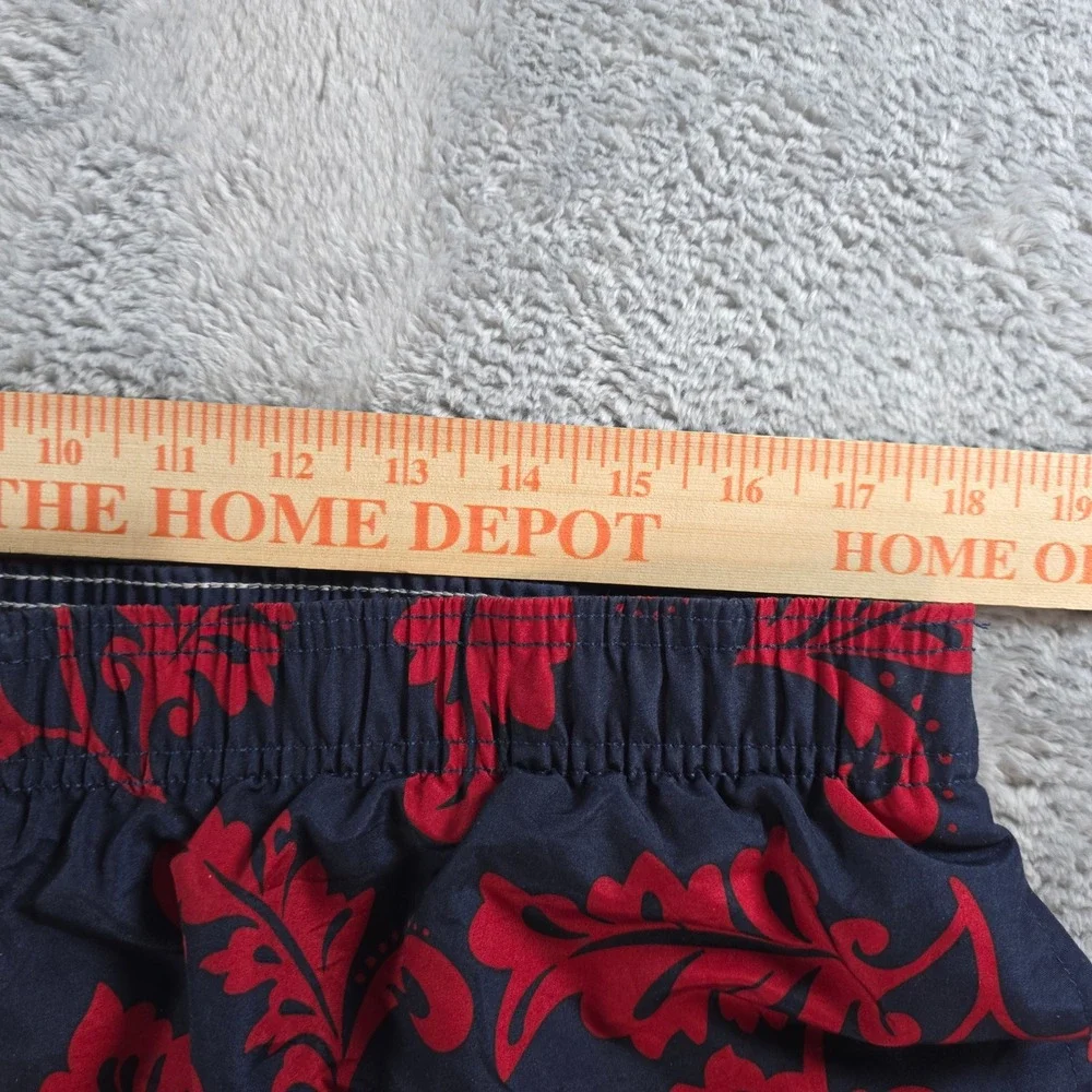 Lands' End Mens Large Blue Red Floral‎ Swim Trunks Board Shorts Mesh Lined